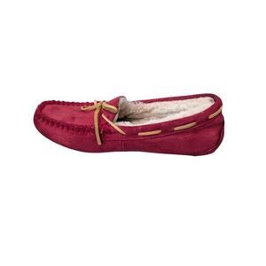 UGG DAKOTA Moccasin slippers, Women's 9, Red suede; Sherpa/wool lining